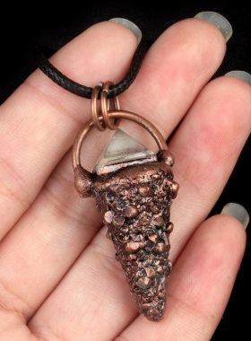 【茜茜珠饰】天然紫水晶复古冰激凌吊坠萤石黄水晶古铜项链 四色