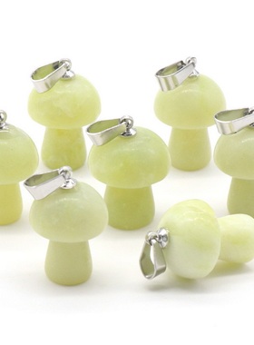 【茜茜珠饰】天然水晶石迷你小蘑菇吊坠项链饰品DIY蘑菇造型 23色