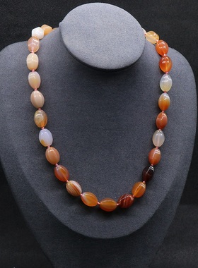 【茜茜珠饰】水晶玛瑙石七彩石头项链 瓜米珠打结项链 10色