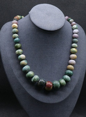 【茜茜珠饰】水晶玛瑙七彩石头项链塔型算盘珠编织项链 18色