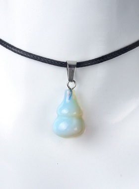 【茜茜珠饰】葫芦吊坠天然水晶半宝石DIY耳环项链饰品配件 20色