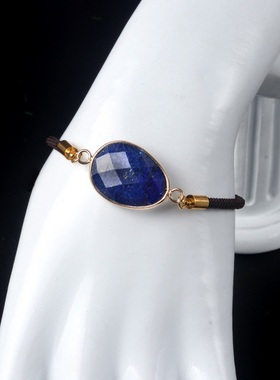 【茜茜珠饰】天然紫水晶切面不规则包边手链可调节手绳跨境 13色