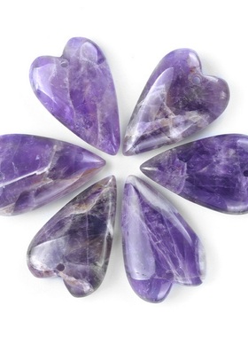 【茜茜珠饰】大爱心吊坠天然水晶玛瑙桃心形手把件DIY饰品 13色