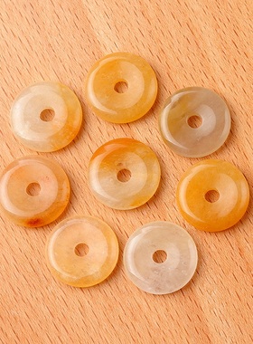 【茜茜珠饰】平安扣水晶玛瑙石甜甜圈吊坠大孔圈圈diy饰品 18色