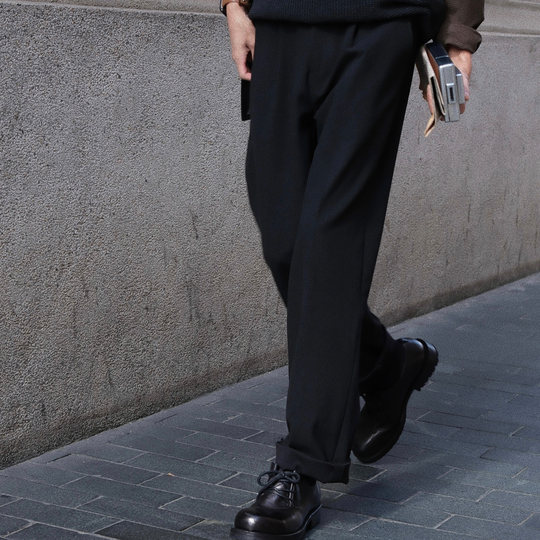 Eli Norwegian Forest autumn and winter retro simple woolen commuter relaxed feeling brushed casual trousers and trousers