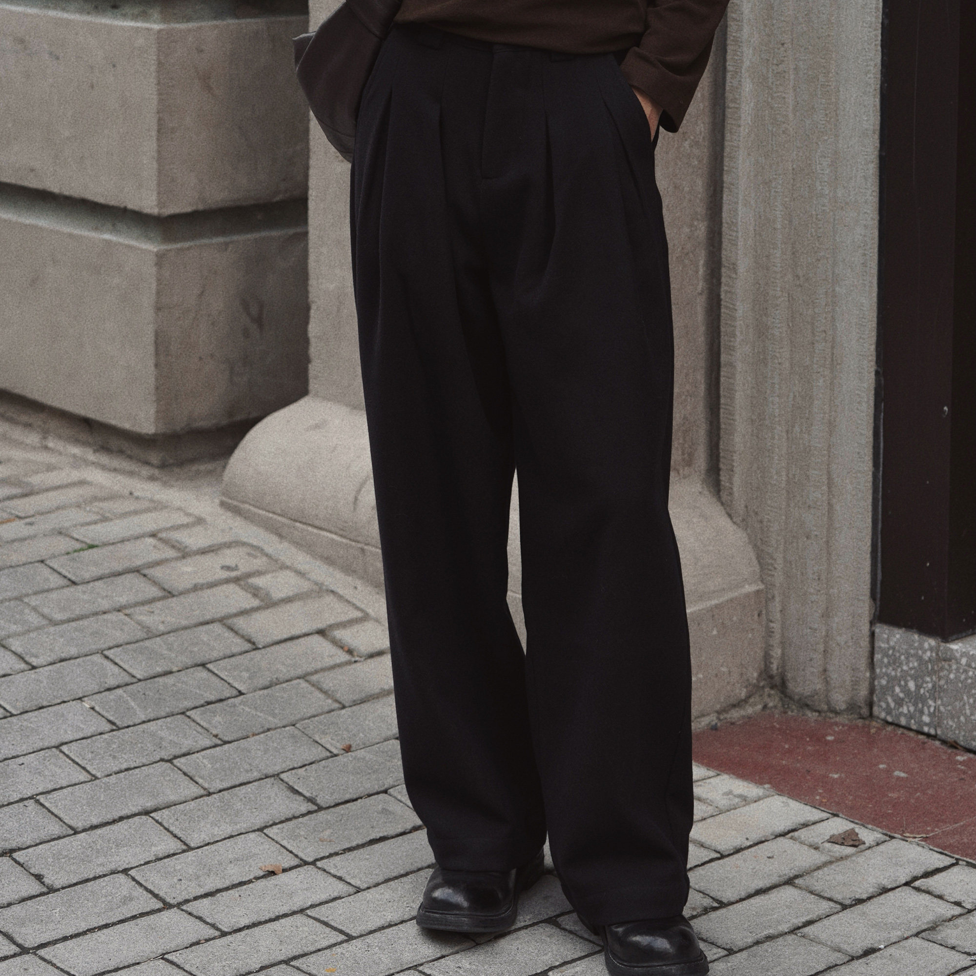 ELI【卑尔根手记】复古微阔直筒多褶松弛感毛呢休闲冬款羊毛西裤,淘宝优惠券,粉丝福利购,淘宝优惠卷