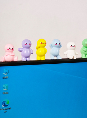 治愈系小人电脑显示器装饰公仔办公室工位桌面情绪稳定打工人饰品