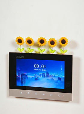 向日葵墙上入户可视门铃装饰小摆件墙面对讲电话边框遮挡美化饰品