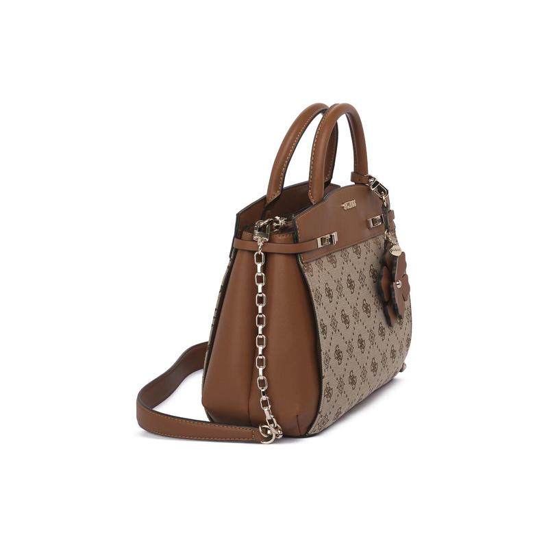 代购GUESS女士手提包磁吸扣设计拉链内袋可拆卸肩带花朵挂饰棕色,淘宝优惠券,粉丝福利购,淘宝优惠卷