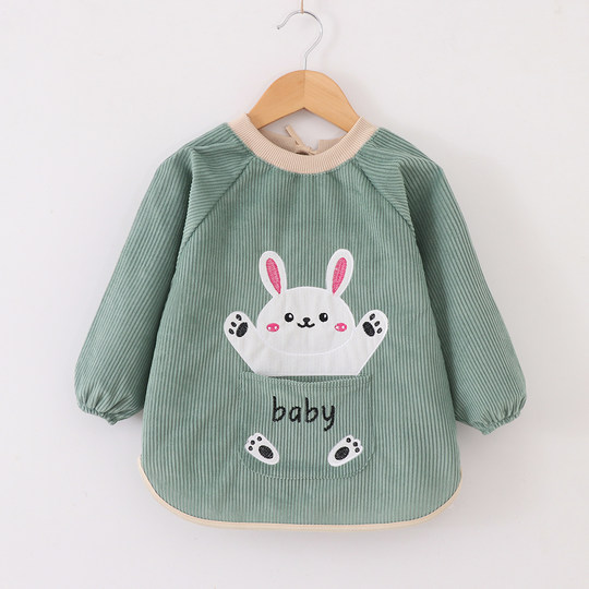 Baby smock, apron and bib worn backwards