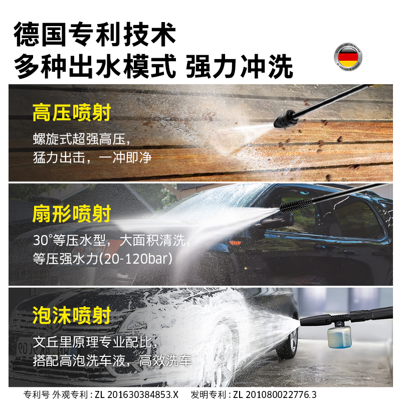 德国卡赫洗车机220V高压家用水枪2024新款刷车神器清洗机大功率泵 - 图1