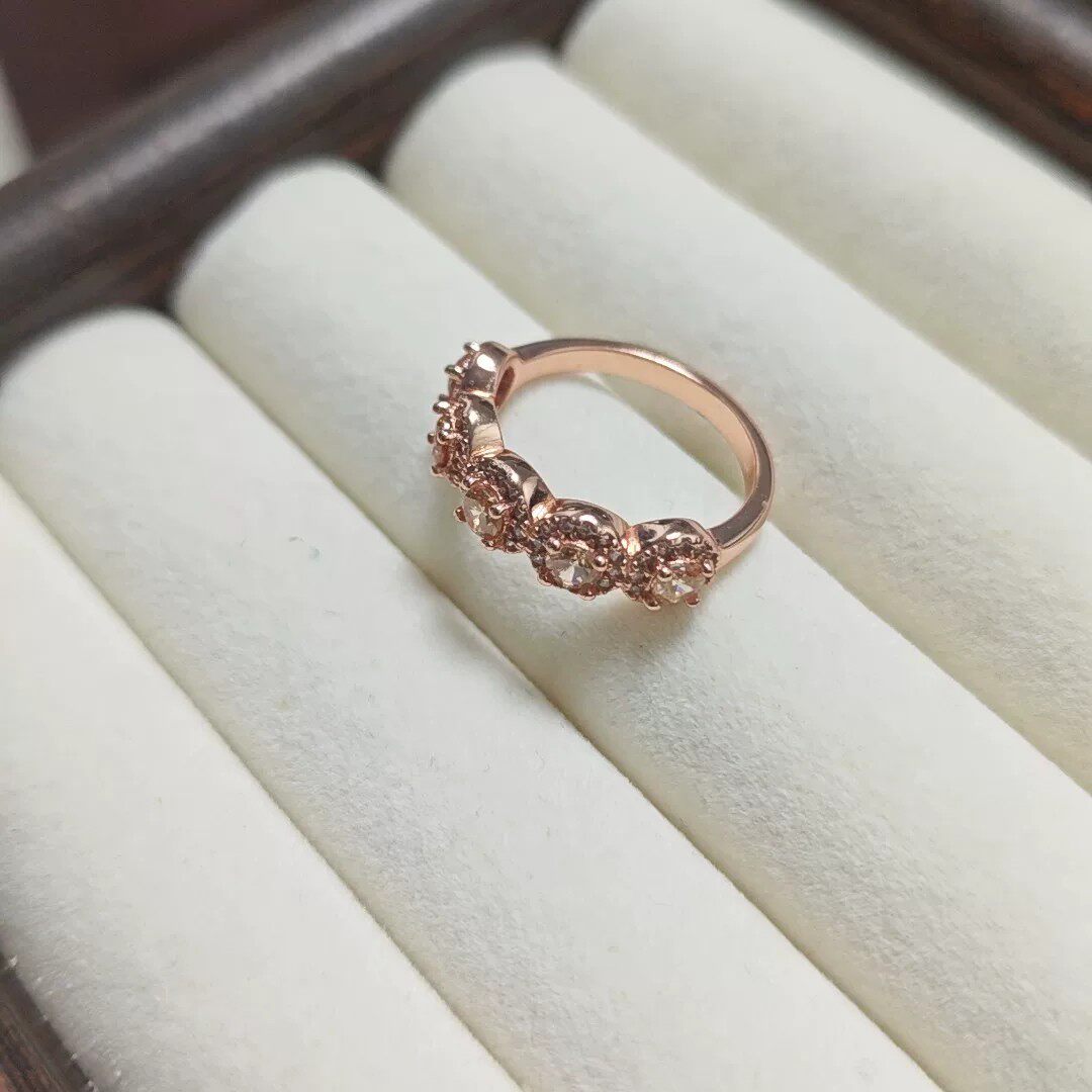 Yellow diamond surrounded 925 silver ring rose gold
