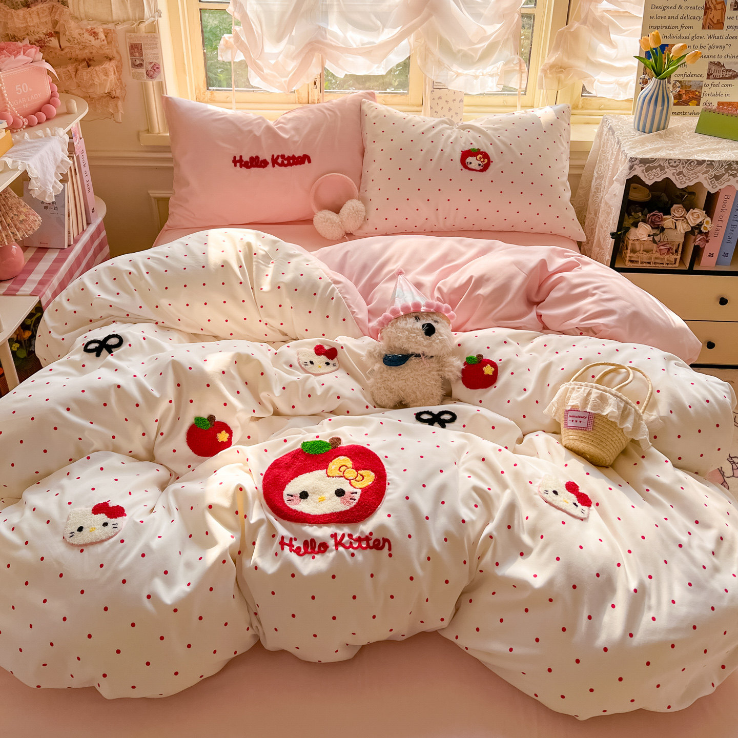 可爱猫咪全棉四件套床品卡通纯棉女孩儿童三件套床单被套床笠被罩