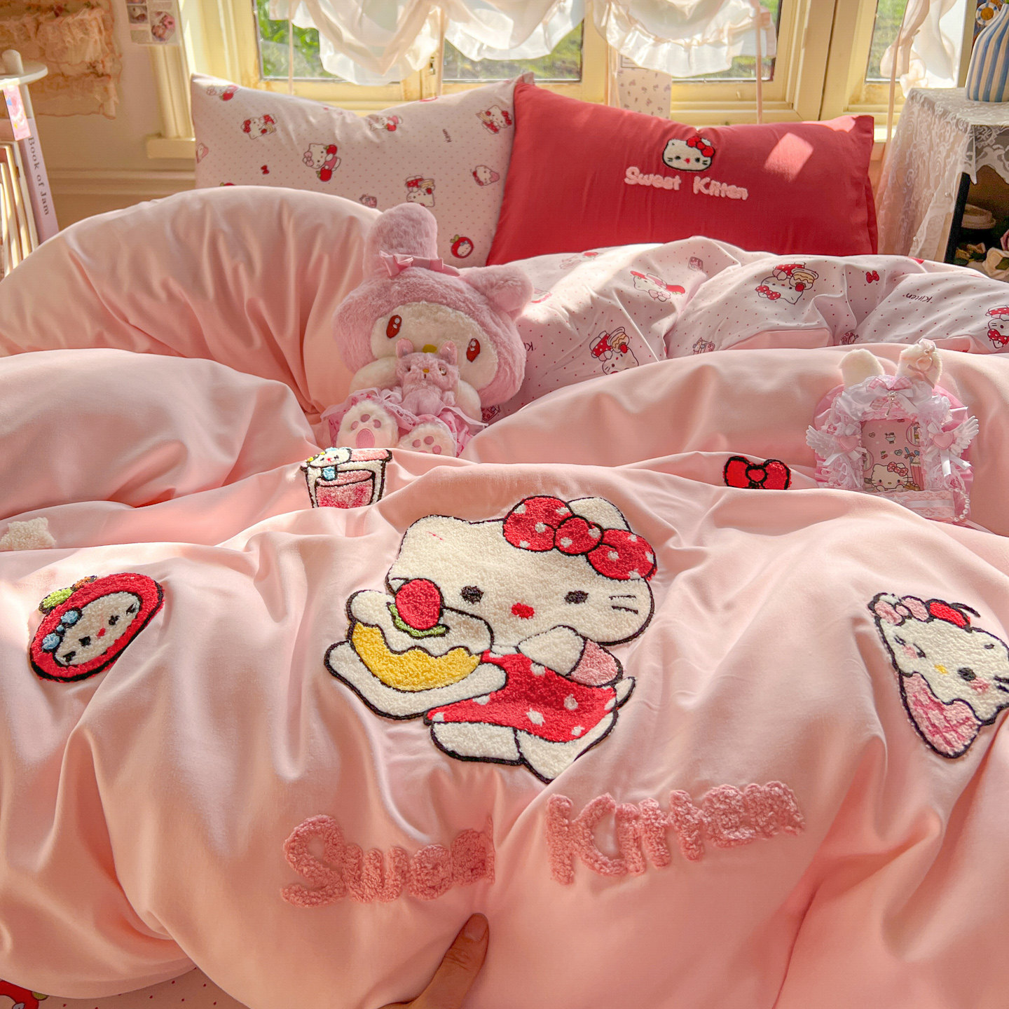 可爱猫咪全棉四件套床品卡通纯棉女孩儿童三件套床单被套床笠被罩