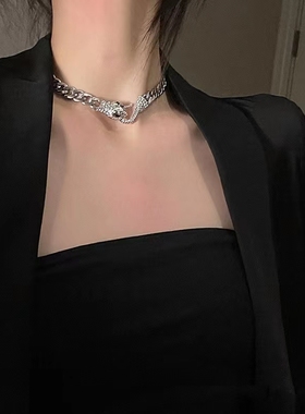 欧美合金镶嵌女灵蛇设计项链
