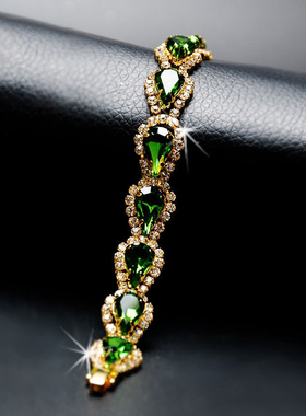 2025春夏新款祖母绿新款手链饰品时尚水晶手链锆石水钻精致高级