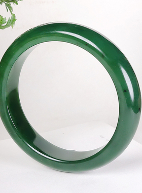 和田碧玉菠菜绿过灯细料女款手镯