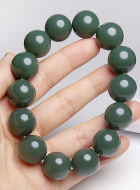 和田玉且末料圆珠手串油润16mm