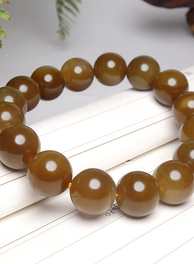 和田玉红糖玉油润圆珠手串