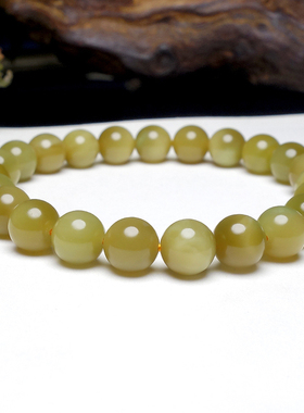 和田玉糖玉猫眼圆珠手串女款