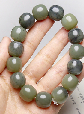 天然新疆和田玉青花油润手串