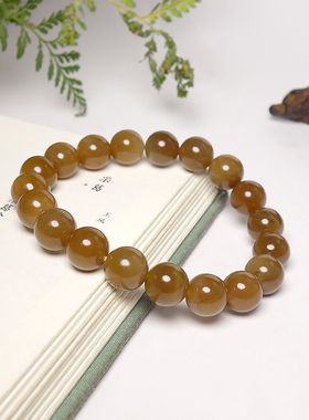 新疆和田玉且末红糖玉圆珠手串