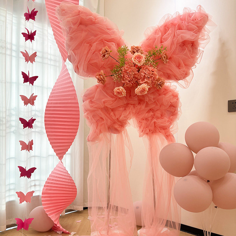 生日场景结婚布置装饰大号蝴蝶kt板纱幔气球仿真花迎宾牌拍照背景,淘宝优惠券,粉丝福利购,淘宝优惠卷