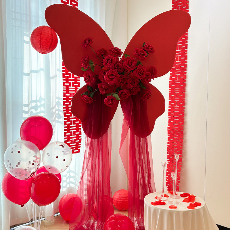 生日场景结婚布置装饰大号蝴蝶kt板纱幔气球仿真花迎宾牌拍照背景,淘宝优惠券,粉丝福利购,淘宝优惠卷