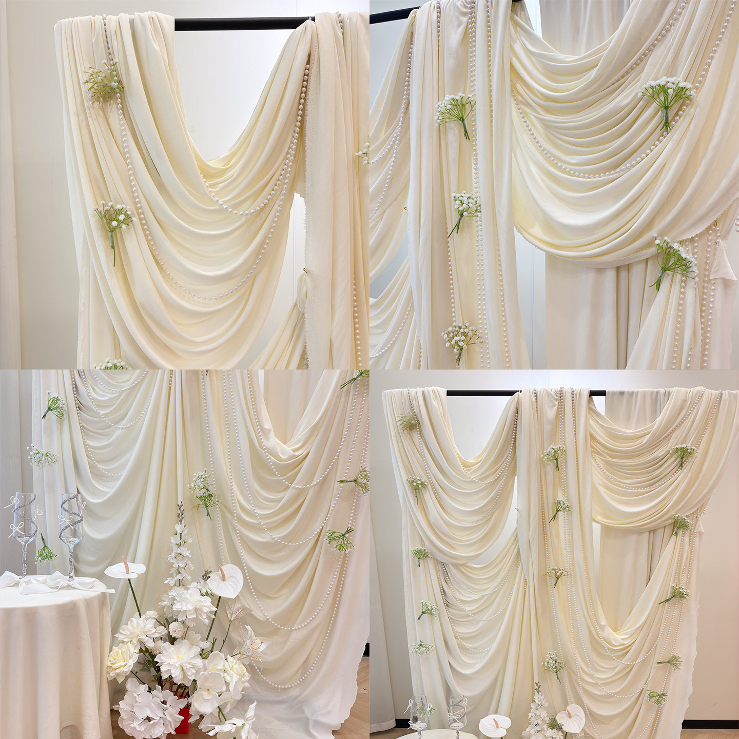 婚房布置生日场景装饰森系奶油布幔户外婚礼百合花艺纱幔粉色支架,淘宝优惠券,粉丝福利购,淘宝优惠卷