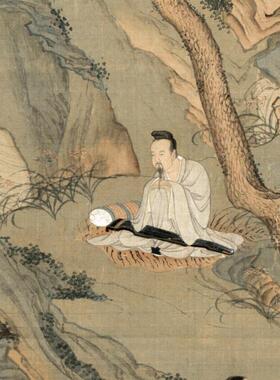 玉洞仙源图仇英山水画新中式玄关装饰画走廊过道竖版挂画古风壁画