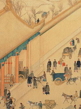 日月合璧五星联珠图徐扬故宫壁画建筑紫禁城挂画新中式客厅装饰画