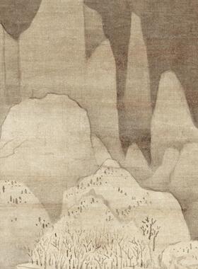 九峰雪霁图黄公望山水画新中式玄关装饰画走廊竖版挂画仿古古画