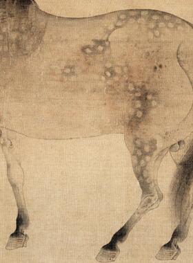 人马图古画新中式书房装饰画茶室走廊过道竖版挂画仿古壁画古风