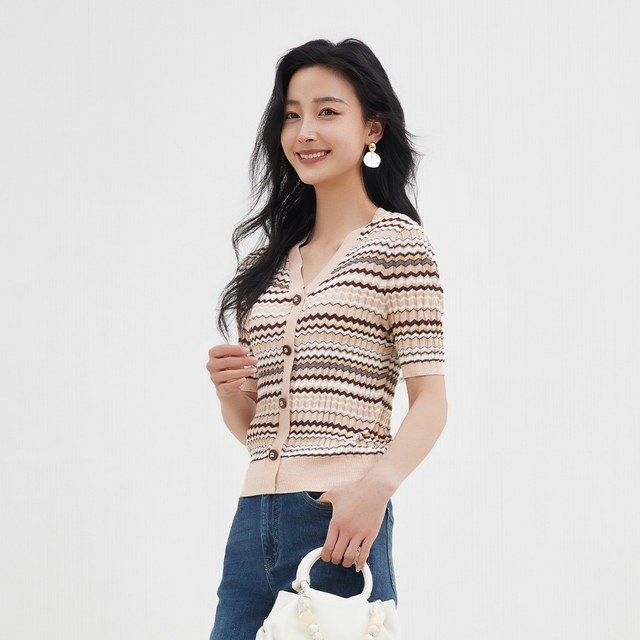 Jiarenyuan knitted sweater striped jacquard