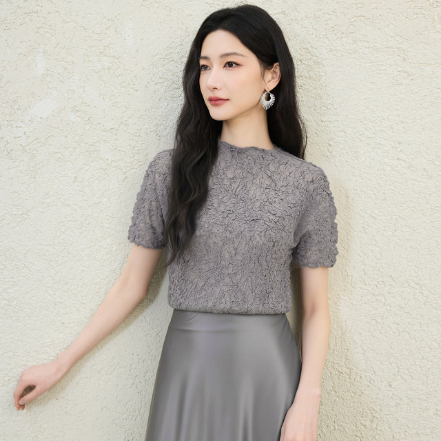 ເສື້ອຢືດ Jiarenyuan chiffon ເຄິ່ງຄໍເຕົ່າ