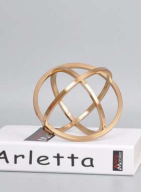 轻奢风样板间金属大理石几何书档