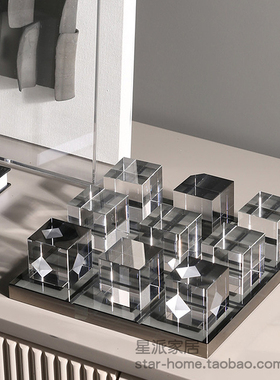 轻奢风水晶样板房软装饰创意摆件