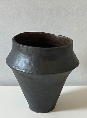 复古中式宽口釉陶花器陶瓷花盘