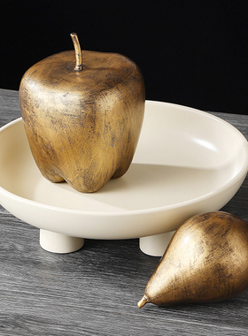 美式复古艺术感陶瓷苹果雪梨雕塑