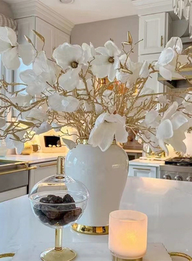 法式高档大号白色金色陶瓷将军坛