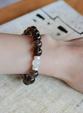 鹿与花园新中式黑茶晶水晶手串
