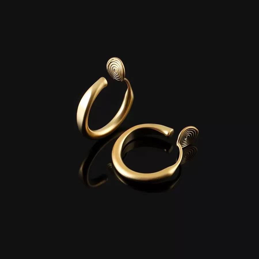 素圈复古哑光耳环古法仿真黄金耳圈无耳洞蚊香盘耳夹高级感耳饰,淘宝优惠券,粉丝福利购,淘宝优惠卷