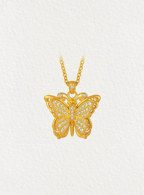 蝴蝶沙金项链女锁骨链