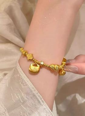 葫芦蹦迪珠手链仿真黄金盘缠碎冰冰手串镀金小胖福花丝绣球新中式