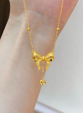 在逃公主项链仿真黄金爱心蝴蝶沙金吊坠锁骨链婚庆首饰结婚三金女