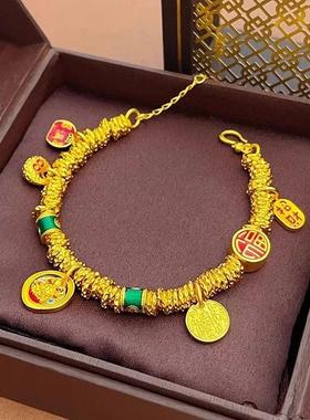 韦雪同款黄财神小胖福盘缠手链