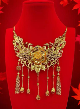 凤凰项链婚庆首饰仿真假黄金三金沙金五金中式结婚订婚秀禾服配饰