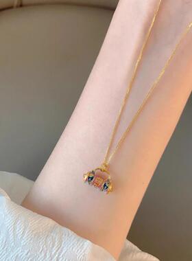 扎基拉姆沙金吊坠古法仿真黄金色圆牌毛衣链藏式复古项链聚财饰品