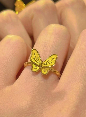 蝴蝶戒指仿真黄金甜美