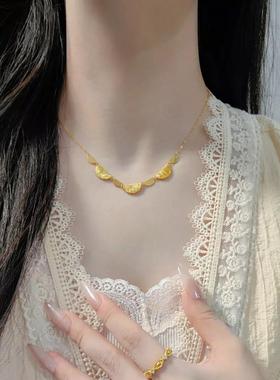 花丝沙金项链女黄金色